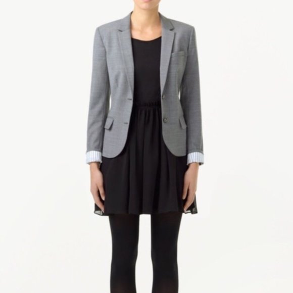 Aritzia Jackets & Blazers - Aritzia Talula Exeter Blazer Boyfriend Wool Long Sleeve Button Front Light Grey